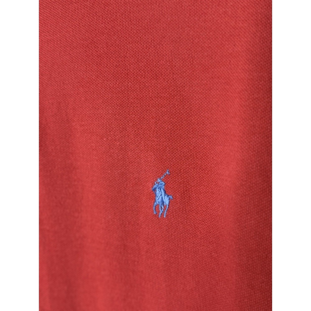 Polo Ralph Lauren Mens XL Custom Slim Fit Polo Shirt Coral Red Blue Pony Cotton - Picture 7 of 11